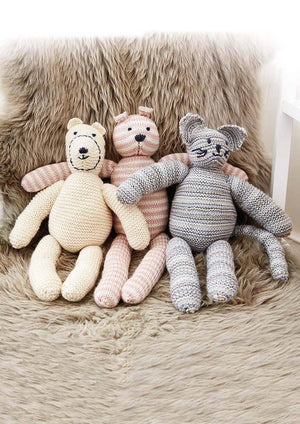 Mungo, Stella and Archie Soft Toys - From The Precious Knits Book by Grace Jones - emmshaberdasheryshop