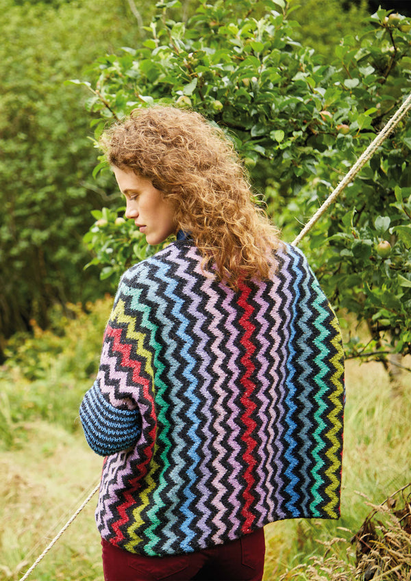 Black and White Multi Coloured Zig Zag Jacket from Kaffe Fassett's Felted Tweed Book